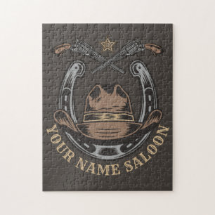 Quebra-cabeça Wild West Revolver Horsferes Western Cowboy Saloon