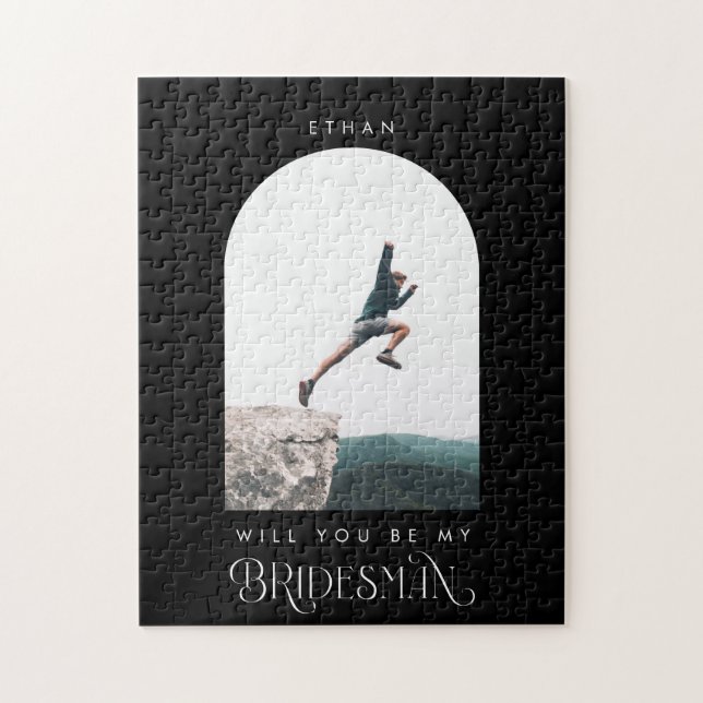 Quebra-cabeça Will you be my Bridesman Minimal Photo Black Arch (Vertical)