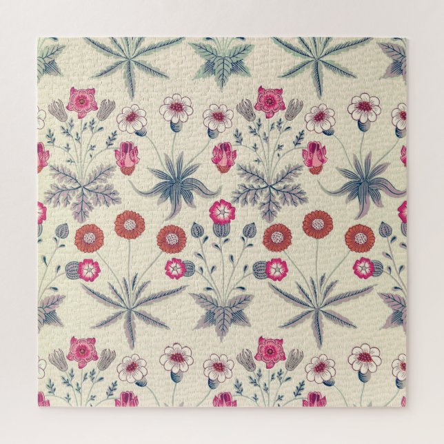 Quebra-cabeça William Morris Daisy Padrão Floral Laranja Vermelh (Vertical)