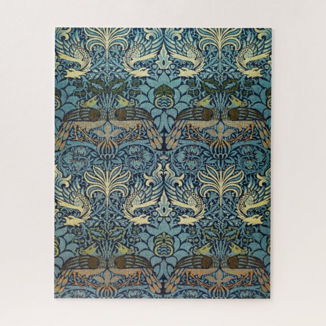 Quebra-cabeça William Morris Desenho Tecido de Pavão e Dragão (Vertical)