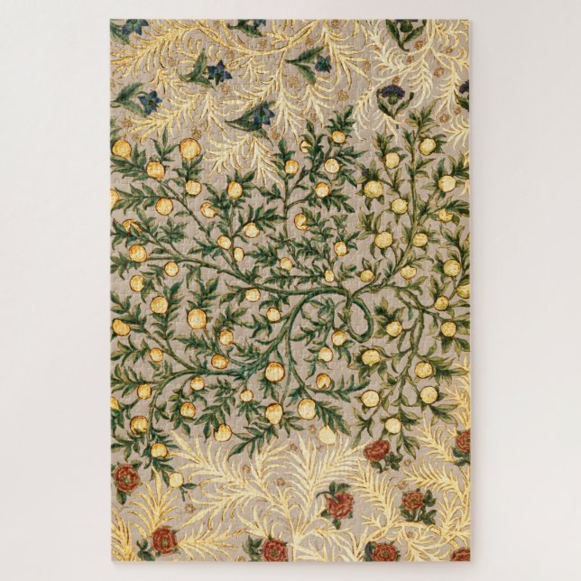 Quebra-cabeça William Morris Floral Fruta Jardim Flor Clássico (Vertical)
