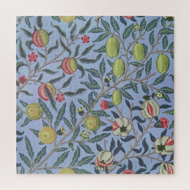Quebra-cabeça William Morris Fruta Pomegranate Blue Ornament (Vertical)