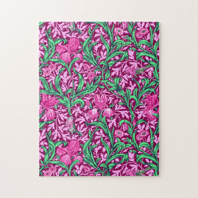 Quebra-cabeça William Morris Irises, Fuchsia Pink e Wine (Vertical)