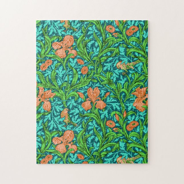 Quebra-cabeça William Morris Irises, Orange e Turquoise (Vertical)