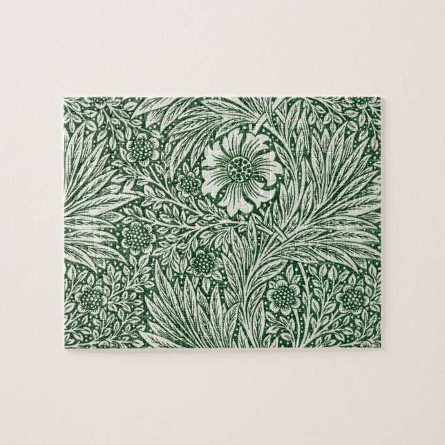 Quebra-cabeça william morris marigold flor verde floral (Horizontal)