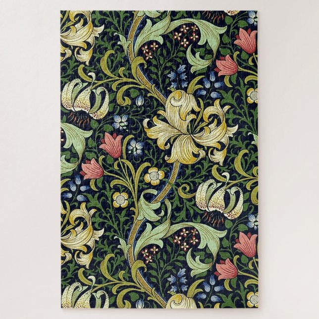 Quebra-cabeça William Morris Ouro Lily Floral Patterno (Vertical)