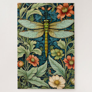 Quebra-cabeça William Morris Style Flower Pattern Dragonfly Puzz