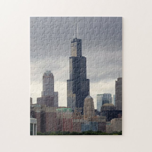 Quebra-cabeça Willis Tower - Chicago Skyline - 11x14 - 252 pc (Vertical)