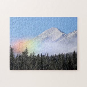 Quebra-cabeça Wind Blown Mountain Snow Rainbow