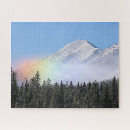 Quebra-cabeça Wind Blown Mountain Snow Rainbow