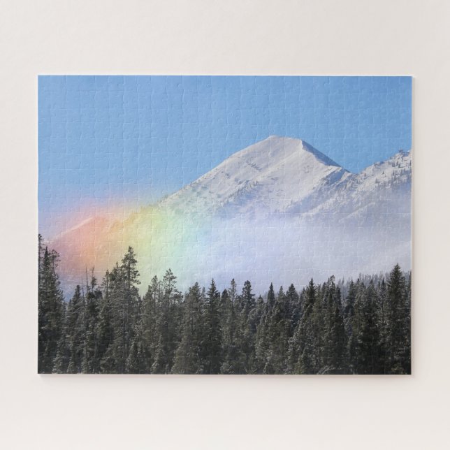 Quebra-cabeça Wind Blown Mountain Snow Rainbow (Horizontal)