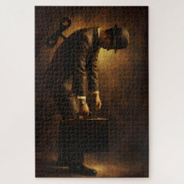 Quebra-cabeça Wind-Up Office Man Surreal Routine Grind Oil Paint