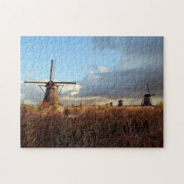 Quebra-cabeça Windmill Kinderdijk Países Baixos Holland Scenic J