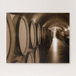 Quebra-cabeça Wine Barrels in Cellar in Willamette Valley Oregon
