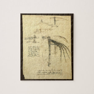 Quebra-cabeça Wing on Flying Machine Sketch por Leonardo da Vinc