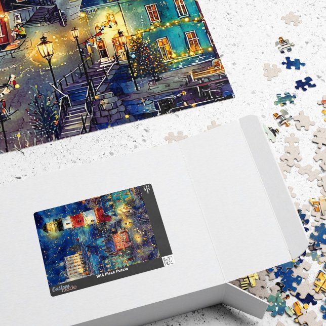 Quebra-cabeça Winter Coastal Village Town by the Sea 1014 Piece (Criador carregado)