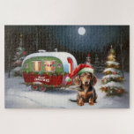 Quebra-cabeça Winter Dachshund Caravan Christmas Adventure<br><div class="desc">Adotar a magia de uma noite de inverno nevada enquanto uma caravana desliza graciosamente através da paisagem iluminada pela lua. A beleza serena da neve escutadora e o brilho encantador da lua criam uma cena cativante,  prometendo uma aventura inesquecível de Natal cheia de calor,  alegria e memórias queridas.</div>