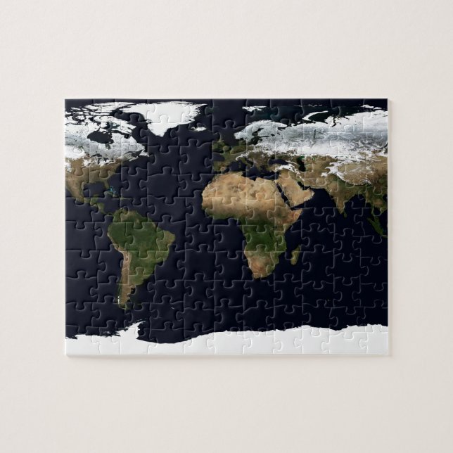 Quebra-cabeça Winter Earth Geographical World Atlas Map (Horizontal)