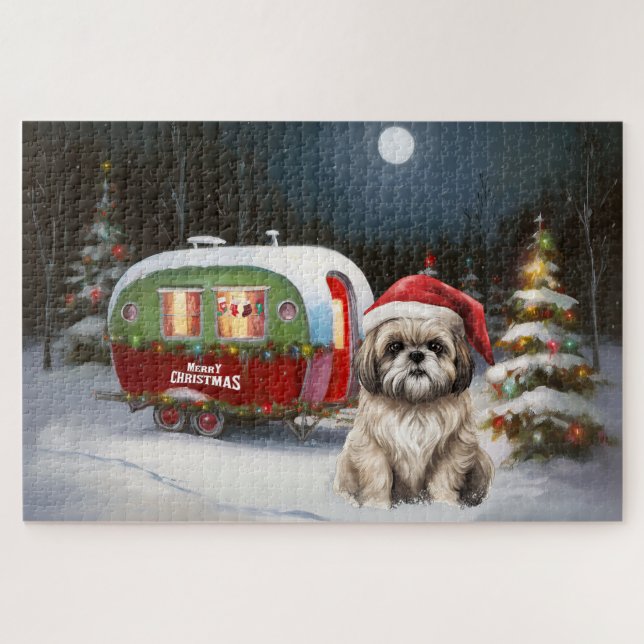 Quebra-cabeça Winter Havanese Caravan Christmas Adventure (Horizontal)