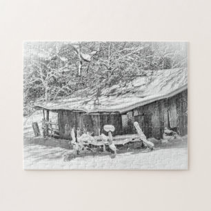 Quebra-cabeça Winter Rural Scene Barn & Rake - Foto do Tennessee