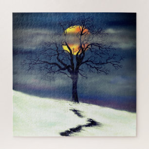 Quebra-cabeça Winter Tree Sunset - Arte Drake