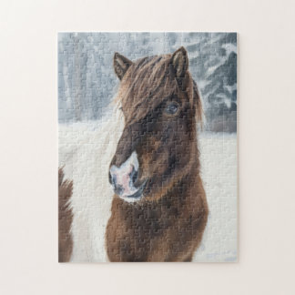 Quebra-cabeça Winter Warmth Icelandic Horse Watercolor Puzzle