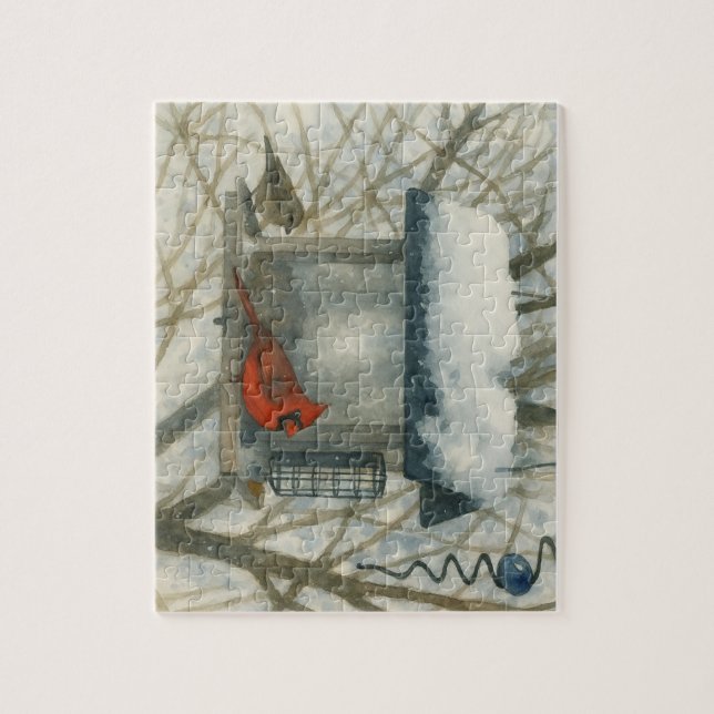 Quebra-cabeça Winter Watercolor Cardinal (Vertical)