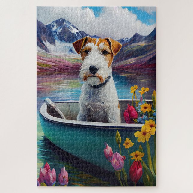 Quebra-cabeça Wirefox Terrier em uma Canoa: Uma Aventura Cênica (Vertical)
