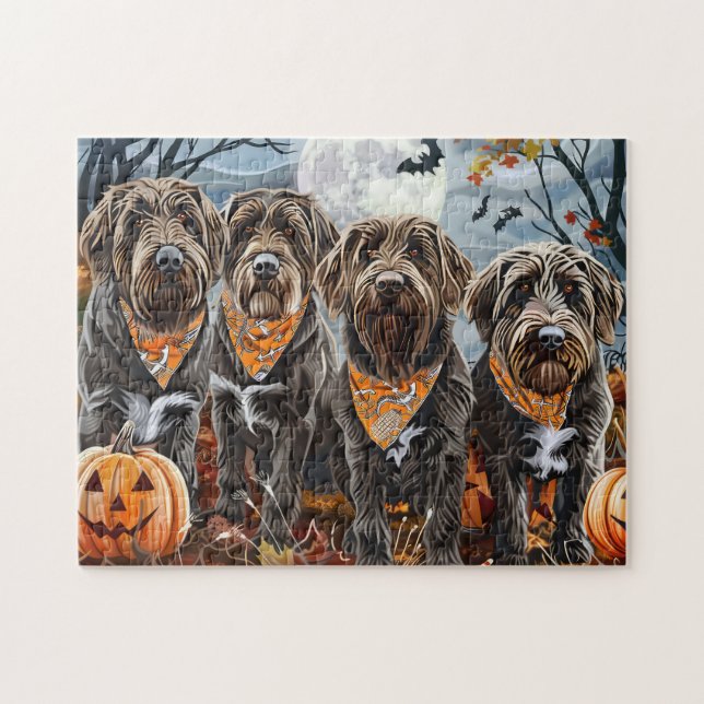 Quebra-cabeça Wirehaired Pointing Griffon Halloween Spooky (Horizontal)