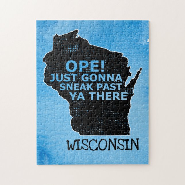 Quebra-cabeça Wisconsin Map Ope Sneak Past Ya There Saying Blue (Vertical)