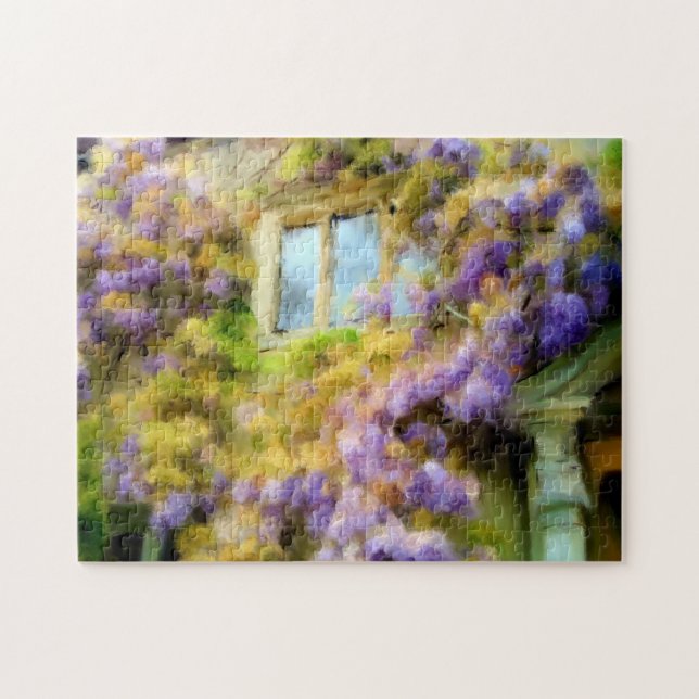 Quebra-cabeça Wisteria sobre o Velho Celeiro na Pintura de Malme (Horizontal)