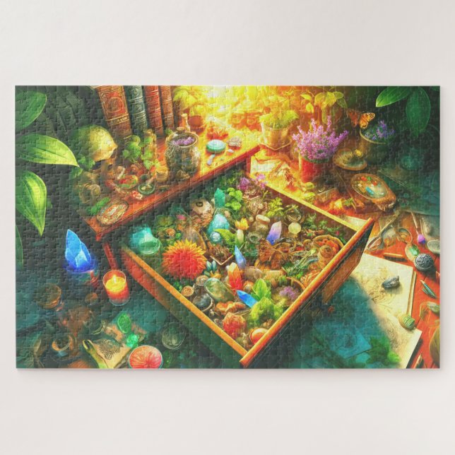 Quebra-cabeça Wizard's Nature Drawer Botanicals Crystals Artifac (Horizontal)