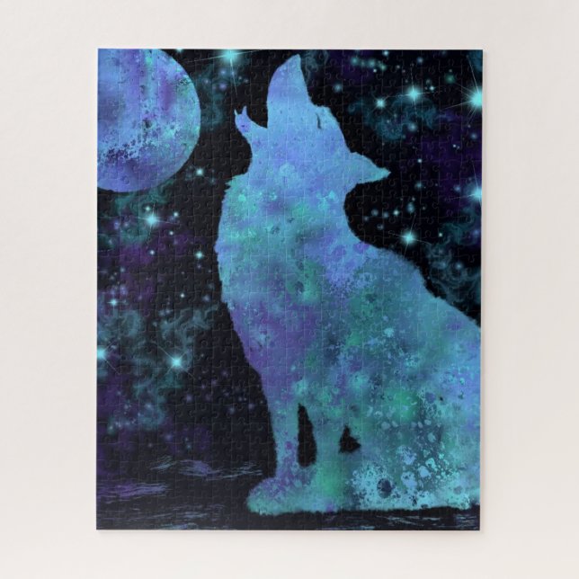 Quebra-cabeça Wolf and Moon Puzzle - Painting (Vertical)