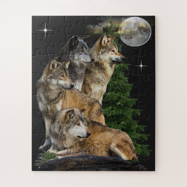 Quebra-cabeça Wolf e Moon (Vertical)