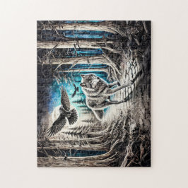 Quebra-cabeça Wolf e Raven em Lua