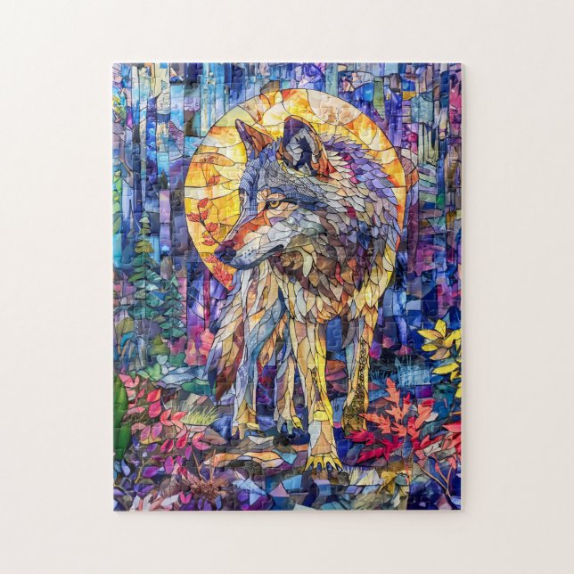 Quebra-cabeça Wolf Howling Em Lua Cheia (Vertical)