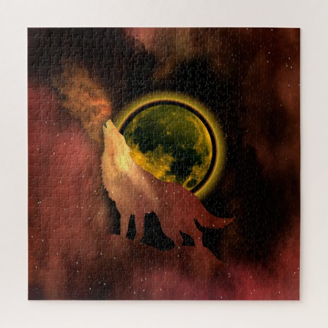 QUEBRA-CABEÇA WOLF HOWLING NA GALÁXIA DA LUA ESPACIAL (Vertical)