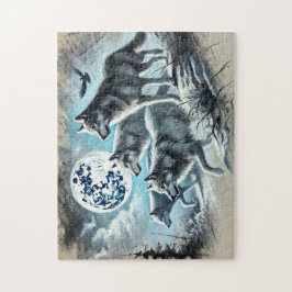 Quebra-cabeça Wolf Pack Correndo à Lua