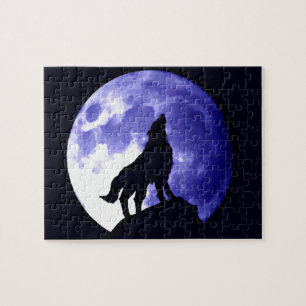 Quebra-cabeça Wolf Silhouette e Lua cheia