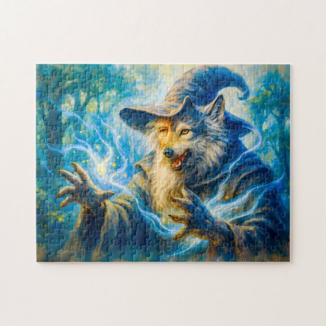 Quebra-cabeça Wolf-transforming mage in fantasy oil style (Horizontal)