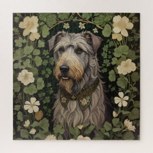 Quebra-cabeça Wolfhound Irlandês Elegante Com Shamrocks