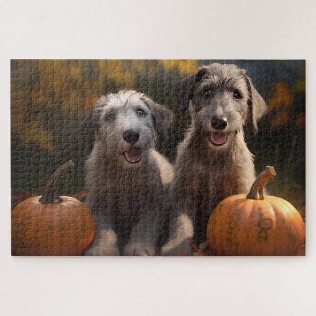 Quebra-cabeça Wolfhound Puppy Autumn Delight Pumpkin (Horizontal)