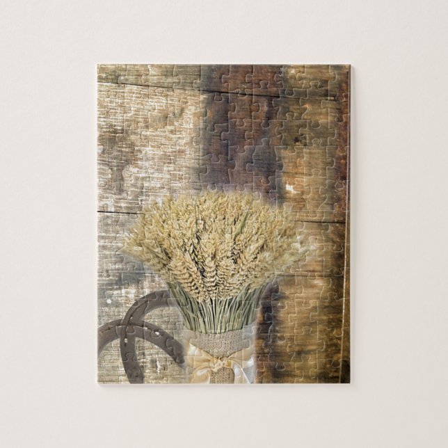 Quebra-cabeça Wooden Barrel, país ocidental, ferradura de trigo (Vertical)