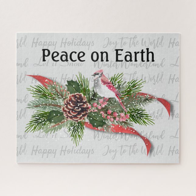 Quebra-cabeça Woodland Christmas | Cardeal Vermelho (Horizontal)