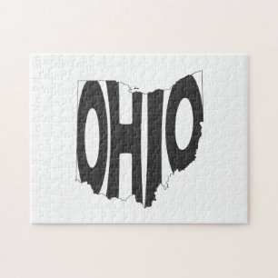 Quebra-cabeça Word Art com nome de estado de Ohio preto