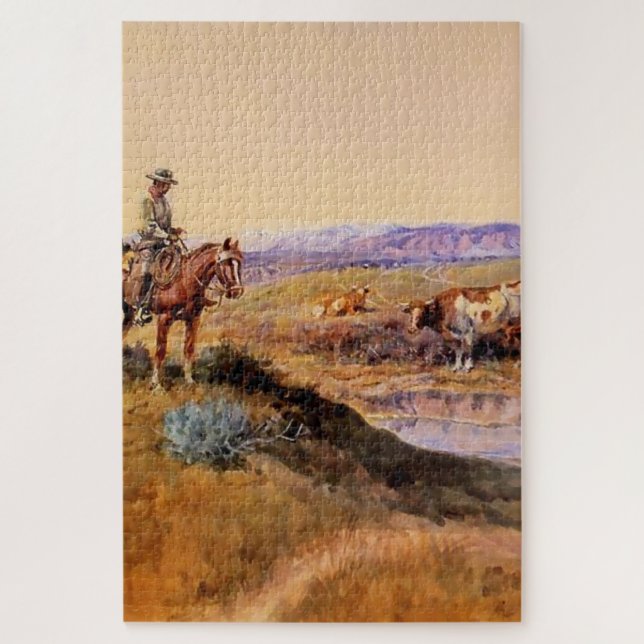 Quebra-cabeça “Worked Over” Western Art by Charles M Russell (Vertical)
