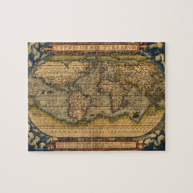 Quebra-cabeça World Map Antique Ortellius Europe Travel (Horizontal)