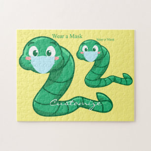 Quebra-cabeça Worm Kawaii Verde Thunder_Cove