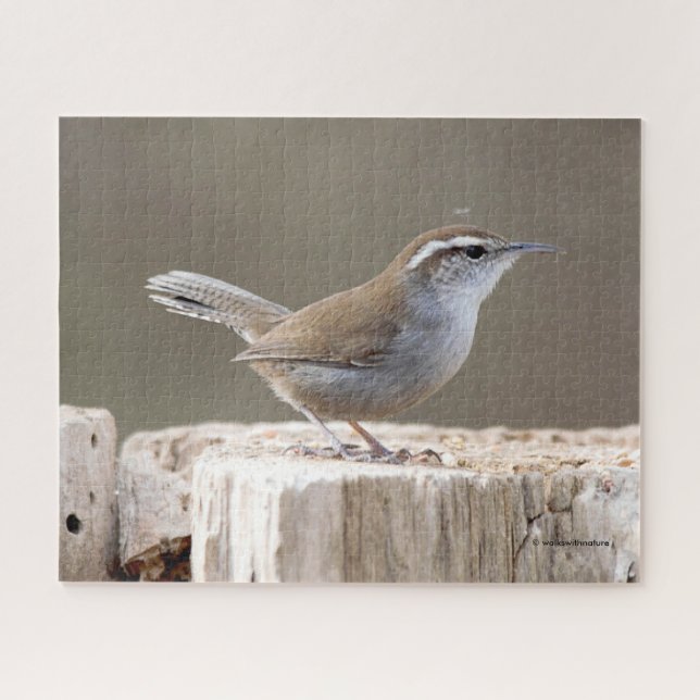 Quebra-cabeça Wren Songbird de Bewick em Treestump (Horizontal)