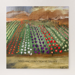 Quebra-cabeça WWA Skagit Valley Tulip Fields Primavera Dreaming